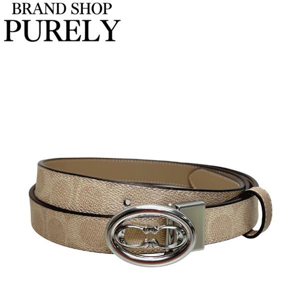 コーチ ベルト レディース COACH 小物 25MM シグネチャー バックル カット トゥ サイズ リバーシブル ベルト CZ196 SVPWH サンド×トープ