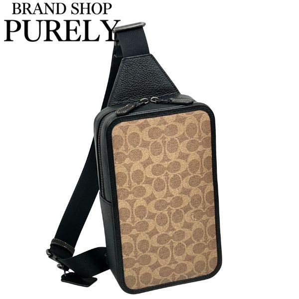 国内発送 コーチ バッグ メンズ COACH ショルダーバッグ シグネチャー サリバン パック スリングパック CZ397 QBNRX タン×ブラック