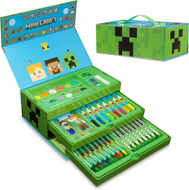 マインクラフト 子供用 アートセット マイクラ 色鉛筆 クリーパー 絵の具 カラー マジック クレヨン カラーペン 水彩 塗り絵 お絵描き 知