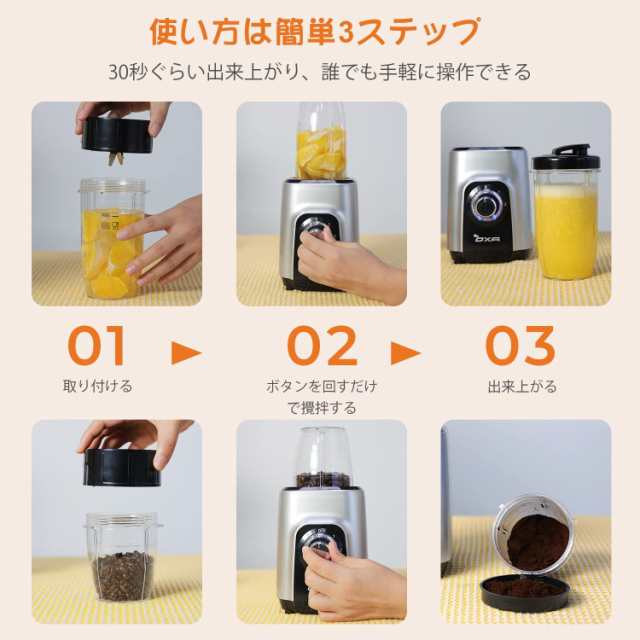 新発売】ジューサー ミキサー スムージー 一台多役 三つボトル 500ml*2