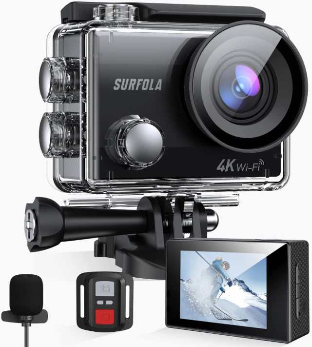 アクションカメラ Surfola SF230アクションカメラ4K 2000万画素水中カメラ 外部マイク リモコン付き WiFi搭載 手ブレ補正  水深40m HDMI出｜au PAY マーケット