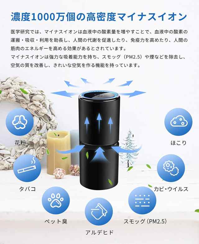 5個セット 車載空気清浄機 イオン発生機 PM2.5 花粉対策 脱臭 オフィス 寝室 クローゼット 車内 卓上 キッチン トイレ KUSEJYOUKI - 13