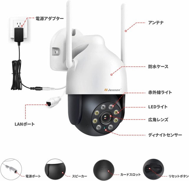 防犯カメラ 暗視カメラ Wi-Fi 300万画素 360度 スマホ監視動体検知