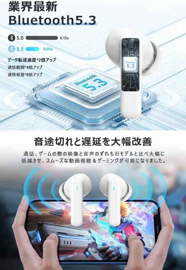 Bluetooth5.3技術 蓋を開けたら接続 bluetooth イヤホン-