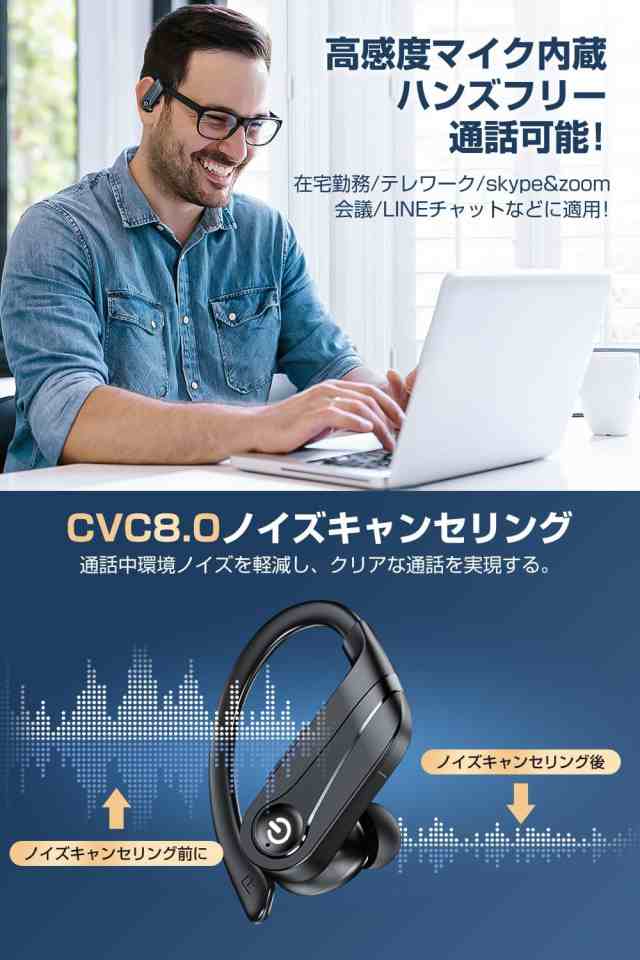 2023初登場 耳掛け式イヤホン Bluetooth5.3] Bluetooth イヤホン ワイヤレスイヤホン bluetooth 最大48時間再生  AAC/SBC対応 Hi-Fiブルートゥースイヤホン いやほん ヘッドホン 落ちにくい 外れない 快適装着感 LEDバッテリー残量ディスプレイ イヤホン  bluetoothの通販は ...