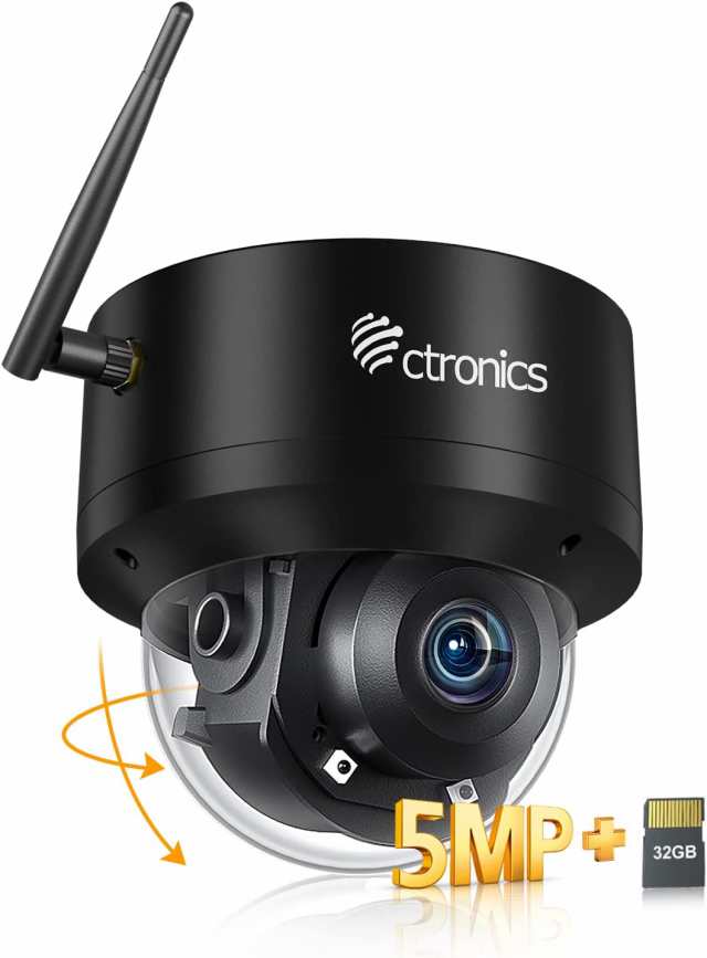 5MP・自動追跡・SDカード内蔵 」Ctronics 防犯カメラ 屋外 500万画素