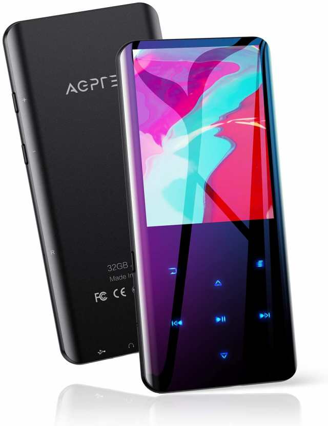 MP3プレーヤー AGPTEK 32GB内蔵 Bluetooth5.0 mp3プレイヤー 3D曲面 音楽プレーヤー スピーカー内蔵 HIFI超高音質 2.4インチ大画面 スピ