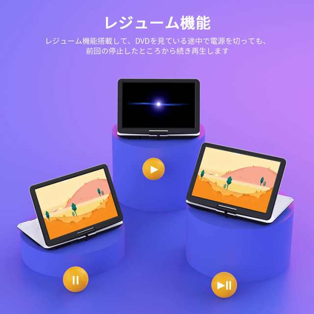 ポータブルDVDプレーヤー 新機種 COOAU CDプレーヤー 17.9型 高画質