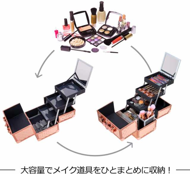 Hapilife メイクボックス 3段トレイ プロ仕様 化粧品収納 コスメ収納 ジュエリー ネイル用品 メイク道具 コスメボックス 鏡付き  化粧ボッの通販はau PAY マーケット - AOITRADE au PAY マーケット店 | au PAY マーケット－通販サイト
