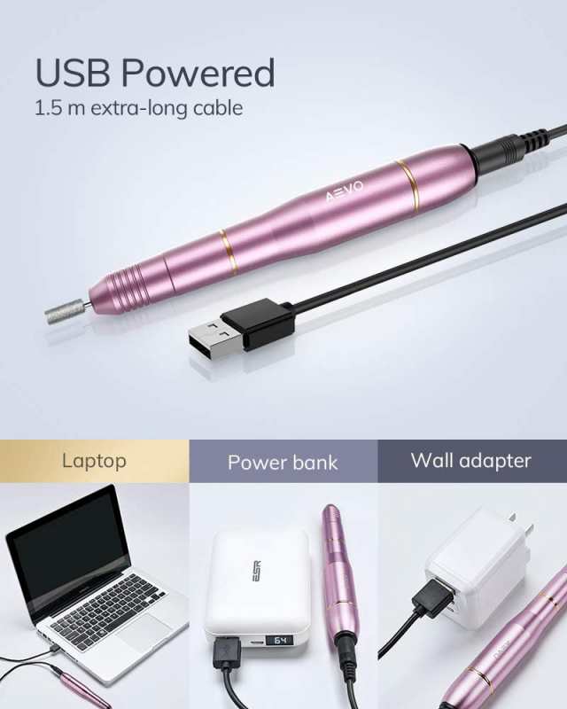 AEVO電動ネイルマシンキット USB充電式 爪磨き研磨ポリッシャー 11x