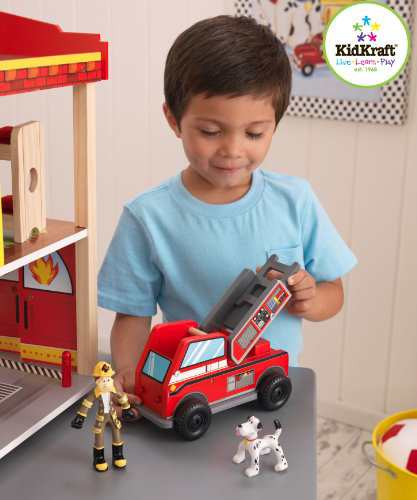 kidkraft wooden fire station set