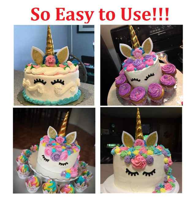 ユニコーン ケーキ飾りセット 手作り デコレーション お誕生日 結婚式 パーティ [並行輸入品] Unicorn Cake Topper with  Eyelashes｜au PAY マーケット