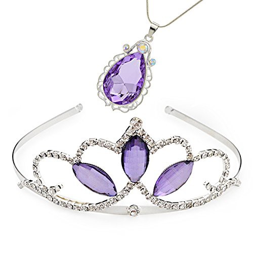 プリンセスクラウン ソフィア ティアラとペンダント ネックレス セット パープル [並行輸入品] VINJEWELRY Princess Crown Sofia The Fir