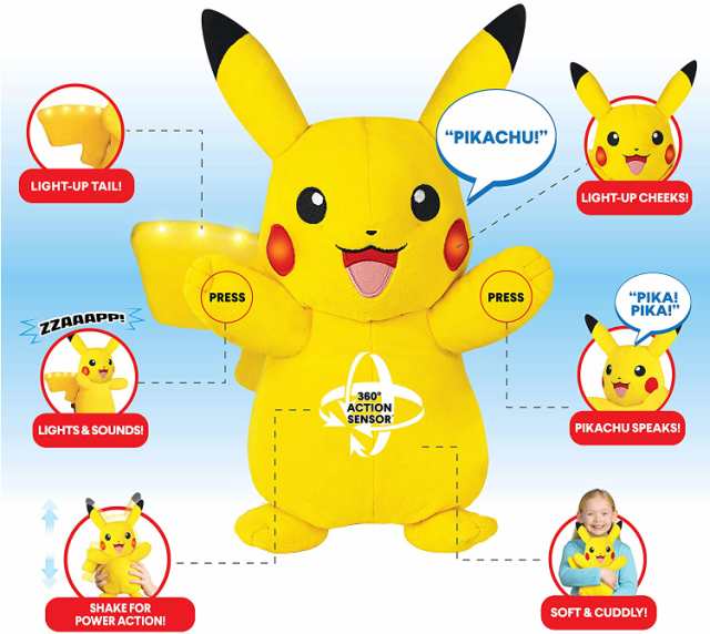 ポケモン パワーアクション ピカチュウ ぬいぐるみ 光る おしゃべりする 並行輸入品 Pokemon Plush Power Action Interactive Pikachuの通販はau Pay マーケット Aoitrade