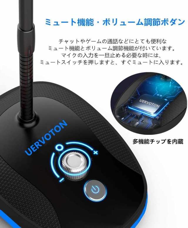 送料無料 Uervoton Usb マイク Pc用マイク 音量調節可能 全指向性 Ledランプ付き Skype 通話 ライブ配信 ゲーム実況 Pc Ps4 Windows Mの通販はau Pay マーケット Aoitrade