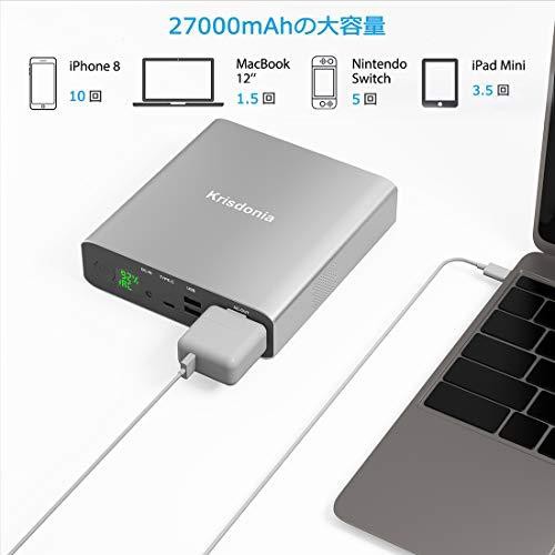 モバイルバッテリー PSE認証済 Krisdonia ポータブル電源 27000mAh/130W 大容量 モバイルバッテリー（AC出力 + QC3.0  USB ポート + USB-C）予備電源 iPhone/MacBook/ノートPC 等対応 （緊急・の通販はau PAY マーケット -  AOIBOEKI au PAY マーケット店 | au PAY ...