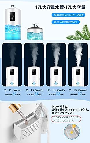 Honovos 加湿器 17L大容量【3重除菌&２種類のミスト口】スマート加湿器