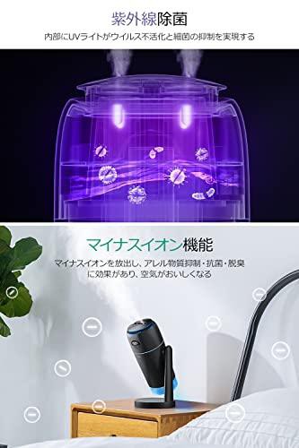 加湿器 卓上 小型 500mL 【UVライト除菌&マイナスイオン&ダブルノズル