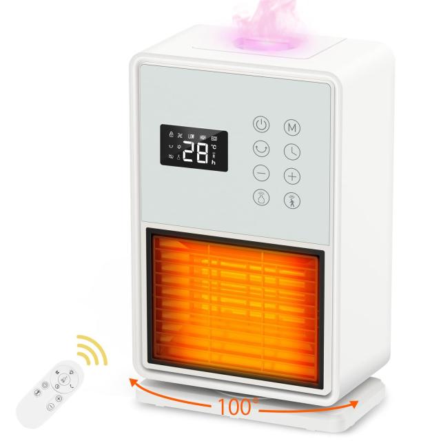 セラミックヒーター【1台4役・ヒーター・超音波加湿・空気清浄・ナイトライト】電気ファンヒーター セラミックファンヒーター 人感センサー付 ECO知能恒温 4段階切替 首振り 即暖 ファンヒーター 暖房器具 節電対策 電気ストーブ LEDディスプレ 転倒オの通販は