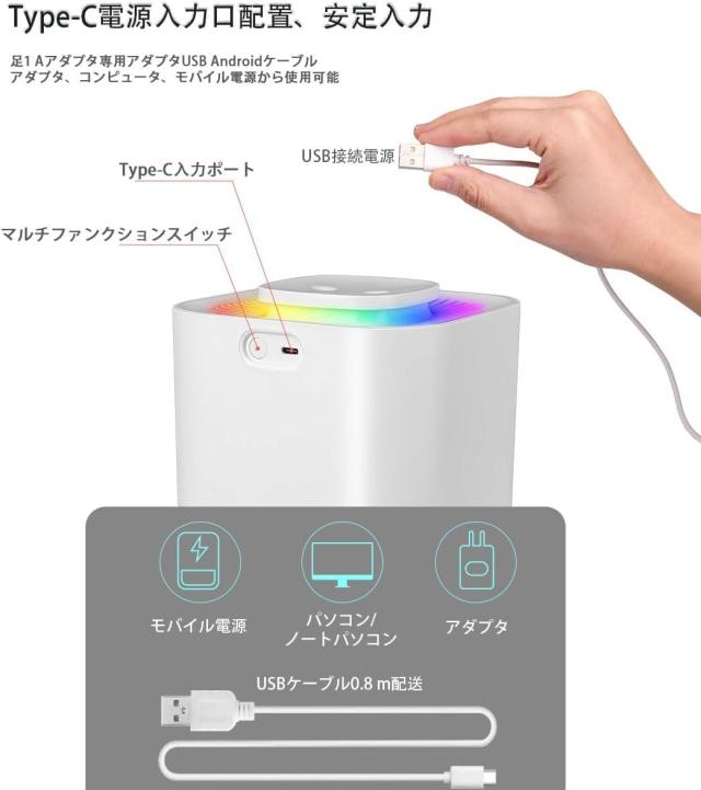 加湿器 大容量 小型 卓上【9月発売NEWモデル】超音波加湿器 スチーム式 3.3L アロマ 上から給水 除菌 静音 加湿機 小型 超音波式 Type-C充電式 水漏れ防止 3段階ミスト量 静音設計 PSE認証 秋冬の乾燥対策 抗菌カートリッジ 省エネ の通販は