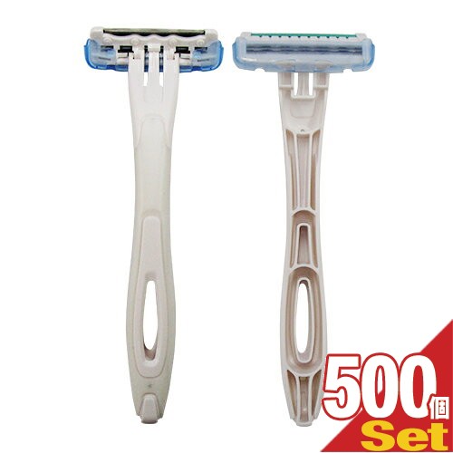 【あす着】貝印(KAI) 業務用 使い捨てカミソリ3枚刃 (スムーサー付) ×500個 - 衛生的で携帯に便利。ホテル、温泉・銭湯・サウナ、髭剃りの通販は