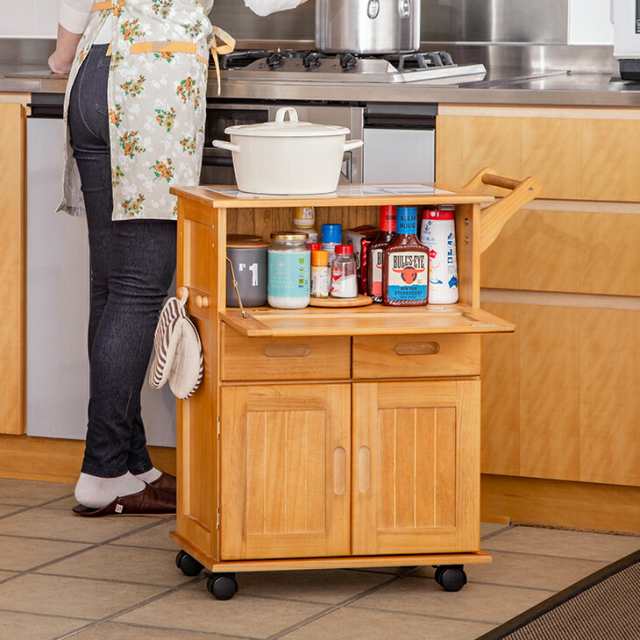 お値下げしました綺麗キャスター付き木目調キッチン用ワゴン
