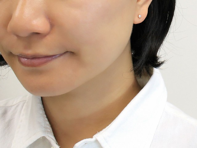 ピアス 18K ゴールド 地金 シンプル ダイヤモンド 18金ピアス