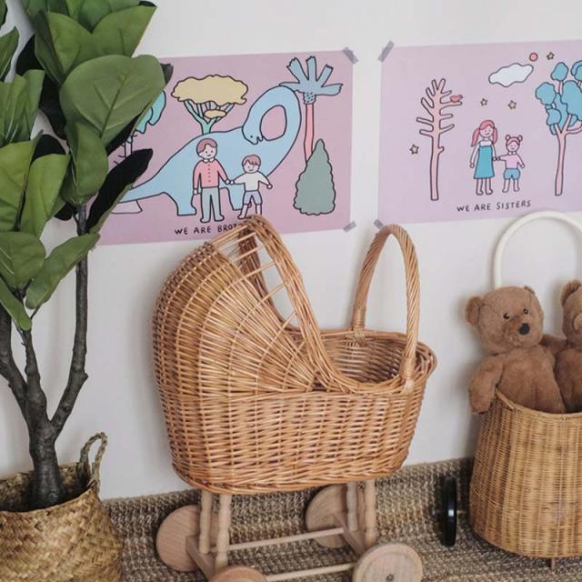 乳母車・ベビーカー ・手押し車・ペットカート　籐製／ラタン　ディスプレイにも ラタン ベビーカー レトロ ドールベビーカー 人形 乳母車 手押し