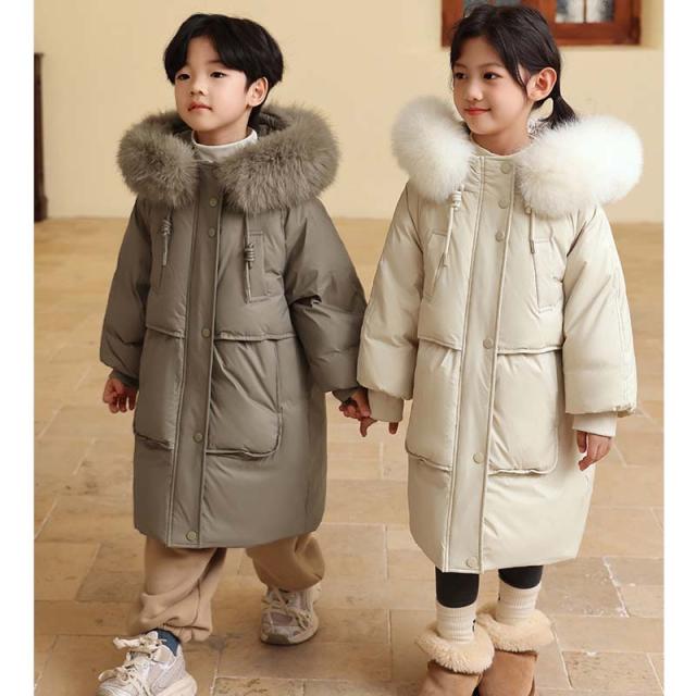 ダウン ジャケット キッズ ダウンコート 男の子 女の子 中綿 コート ファーフード 無地 子供服 厚手 防寒 中綿 ジャケット アウター 暖かい