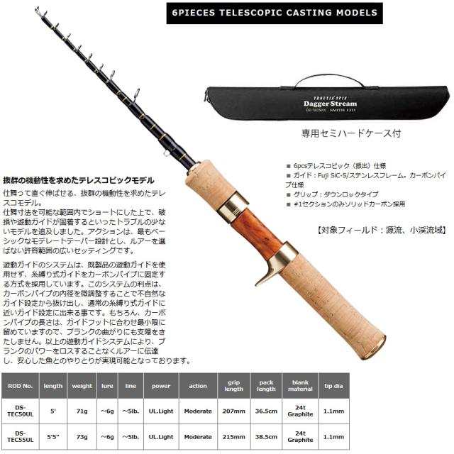 ●スミス　ダガーストリーム DS-TEC50UL 6ピース振出／ベイトキャスティングモデル_1