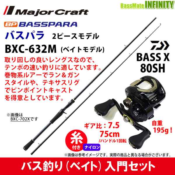 ナイロン12lb(約100m)糸付き】【バス釣り入門セット】○バスパラ BXC