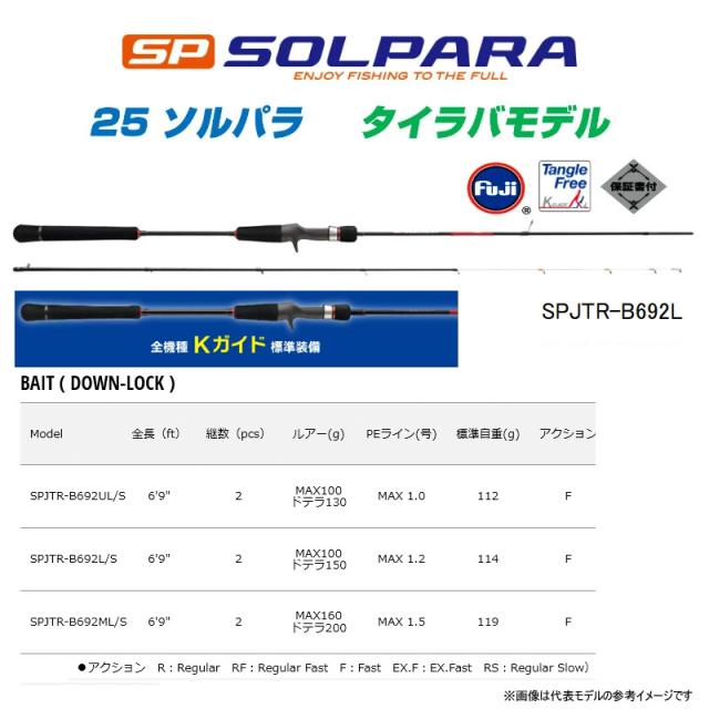 【タイラバ入門セット】【送料無料】●メジャークラフト　25 ソルパラ タイラバモデル SPJTR-B692ML/S (ベイト DOWN-LOCK)＋テイルウォーク　タイゲーム 100-DH/R (右ハンドル)_1