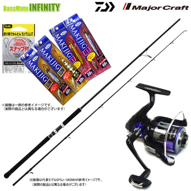 【送料無料】【PE2号(200m)糸付】【ショアジギング入門7点一式(マキジグ)セット】●メジャークラフト　ソルパラ SPSJ-1002M＋スポーツライン MS V-MAX 3520DX-PE