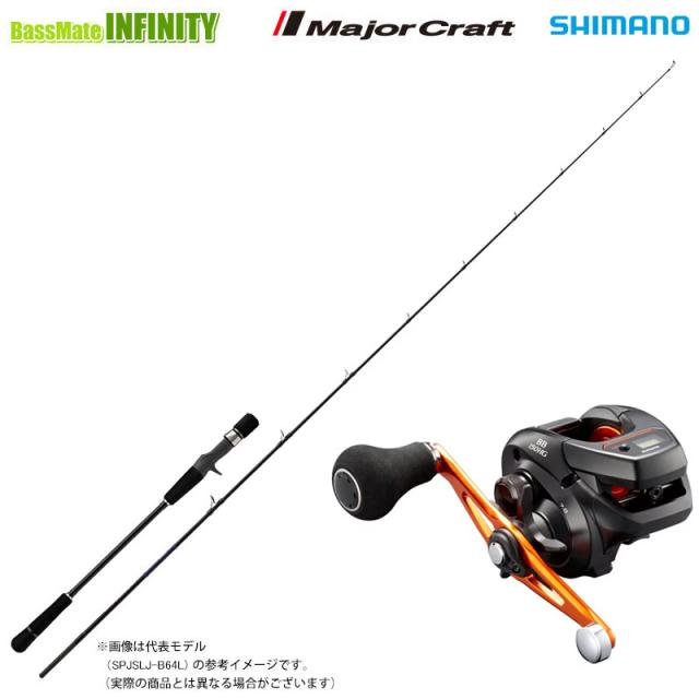 【スーパーライトジギング入門セット】●メジャークラフト　25 ソルパラ SPJSLJ-B64UL＋シマノ　21 バルケッタ BB 150HG (044037) (右ハンドル)