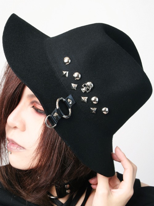 [APPAREL]/セックスポットリベンジ/STUDS RING BRIM ハット 黒 (F) ゴスロリ・パンク/SEX POT ReVeNGe