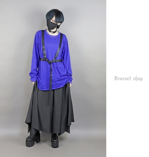 [APPAREL]/ディオラート/ハーネスベルト風 コルセットカットソー ブルー (L) ゴスロリ・パンク/Deorart