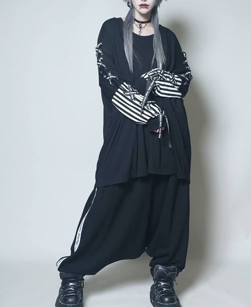 APPAREL]/セックスポットリベンジ/SIDE LINE LOOSE サルエル パンツ 黒