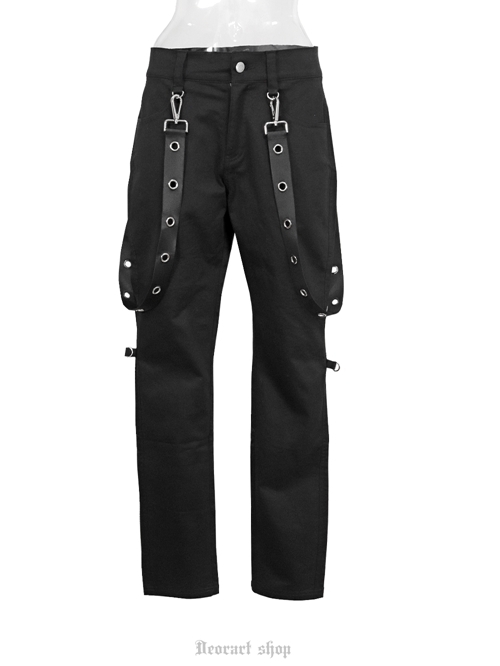 [APPAREL]/ディオラート/ハトメサスペンダー付 スリムシルエットパンツ ブラック (M) ゴスロリ・パンク/Deorart