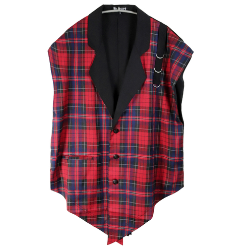 [APPAREL]/ディオラート/オーバーサイズ ・ トラッドベスト・ジレ [チェック柄] レッド (L) ゴスロリ・パンク/Deorart