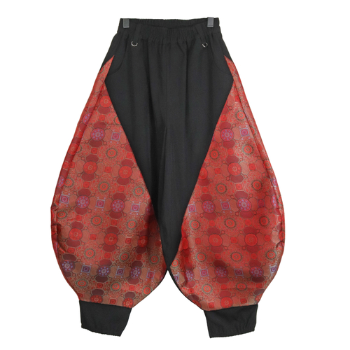 [APPAREL]/ディオラート/バルーン ランタンパンツ[中華柄切替え・カンフーパンツ] ブラック x レッド (M) ゴスロリ・パンク/Deorart