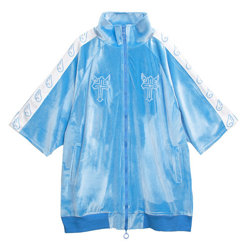 [APPAREL]/リッスンフレーバー/天界のベロア半袖ジャージ LIGHT BLUE (F) ゴスロリ・パンク/LISTEN FLAVOR