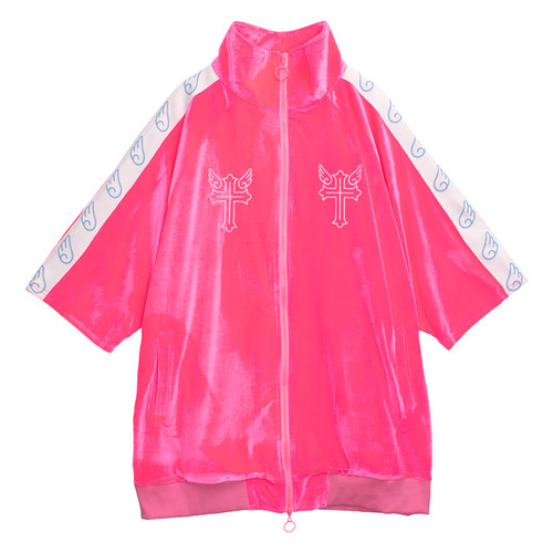 [APPAREL]/リッスンフレーバー/天界のベロア半袖ジャージ PINK (F) ゴスロリ・パンク/LISTEN FLAVOR