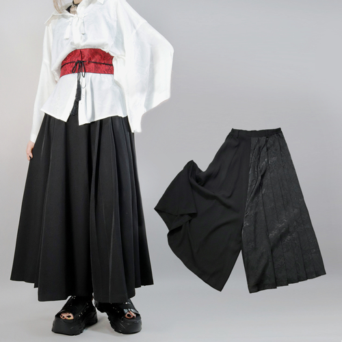 [APPAREL]/ディオラート/アシンメトリー・袴風ワイドパンツ ブラック (M) ゴスロリ・パンク/Deorart