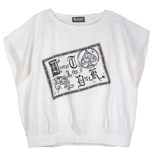 [APPAREL]/ディオラート/[ スペード・ローズ柄 ] 裾絞り ルーズ・ノースリーブ・タンクトップ ホワイト (L) ゴスロリ・パンク/Deorart
