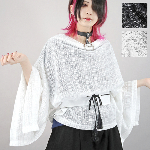 [APPAREL]/ディオラート/[透け感 シアー] キモノ袖 ドレープカットソー [着物袖・振袖] ホワイト (L) ゴスロリ・パンク/Deorart