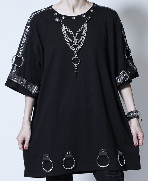 [APPAREL]/セックスポットリベンジ/CUSTOM BELT SLEEVE SID RING カットソー 黒 (F) ゴスロリ・パンク/SEX POT ReVeNGe