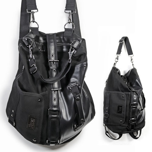 [APPAREL]/ディオラート/[ 5WAY ] エンブレム付 マルチバッグ[リュック・ショルダーバッグ] ブラック (F) ゴスロリ・パンク/Deorart