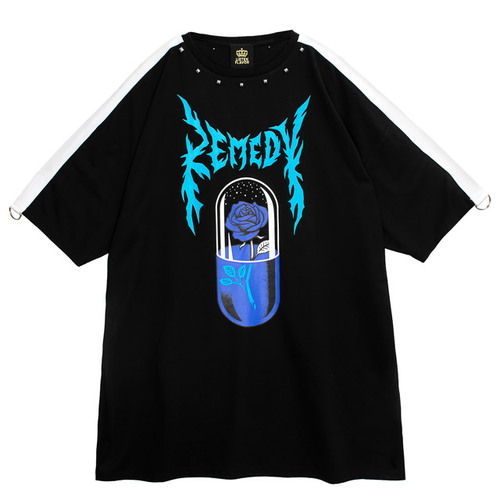 [APPAREL]/リッスンフレーバー/青薔薇カプセル袖ライントップス BLACK (F) ゴスロリ・パンク/LISTEN FLAVOR