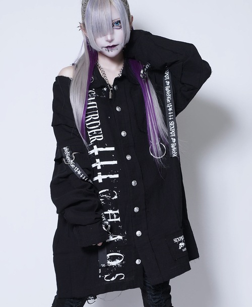 [APPAREL]/セックスポットリベンジ/PUNKISH MURDER ガーゼ シャツ 黒  x 白 (L) ゴスロリ・パンク/SEX POT ReVeNGe