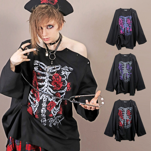 [APPAREL]/ディオラート/手術着風 シャツロンT [ロッコツ] ブラック×レッド (L) ゴスロリ・パンク/Deorart